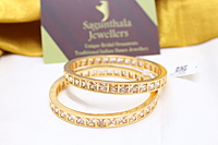 Zircon/CZ/AD One Gram Gold Finish Bangles - Square cut Pattern