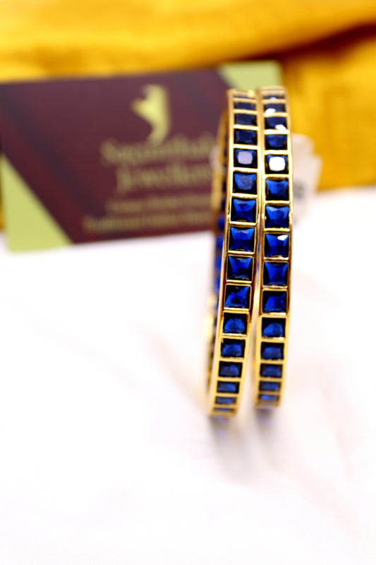 Zircon/CZ One Gram Gold Finish - Square Pattern Bangles