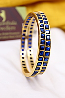 Zircon/CZ One Gram Gold Finish - Square Pattern Bangles