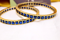 Zircon/CZ One Gram Gold Finish - Square Pattern Bangles