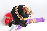 Andal Kondai - Ruby Stones With One Gram Gold Finish Ornamental Hair Accessory/Koppu
