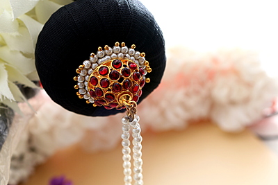 Andal Kondai - Full Red Kempstones Traditional look Hair Accessory Andal Kondai - Full Red Kempstones Traditional look Hair Accessory
