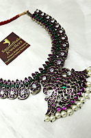 Margam Temple Jewellery β Black Antique Finish Copper & Real Kempstones - Mango Pattern Necklace Margam Temple Jewellery β Black Antique Finish Copper & Real Kempstones - Mango Pattern Necklace