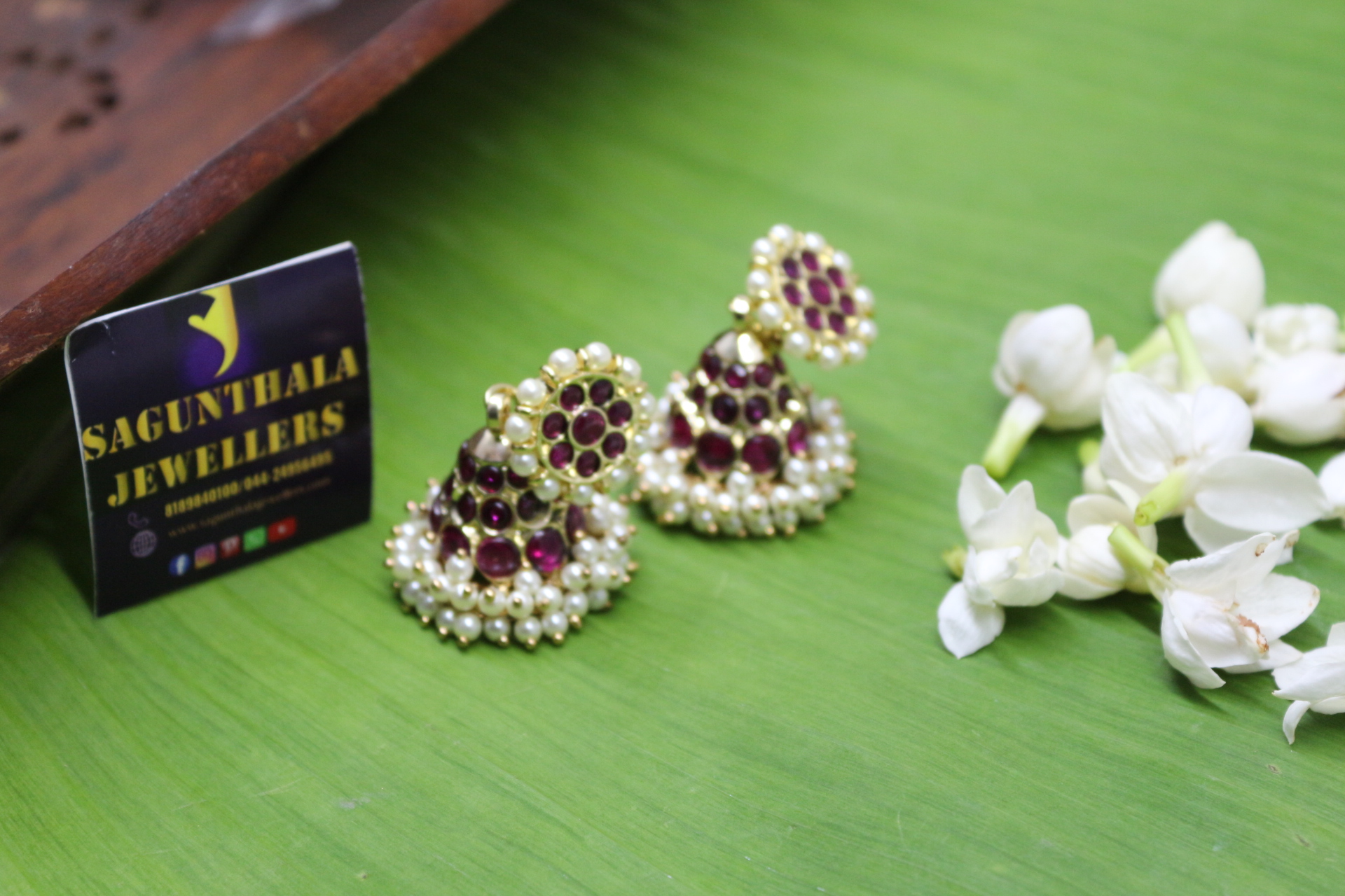 Margam Temple Jhumkas|Jimikki Earrings β Copper Base with Authentic Kemp Stones