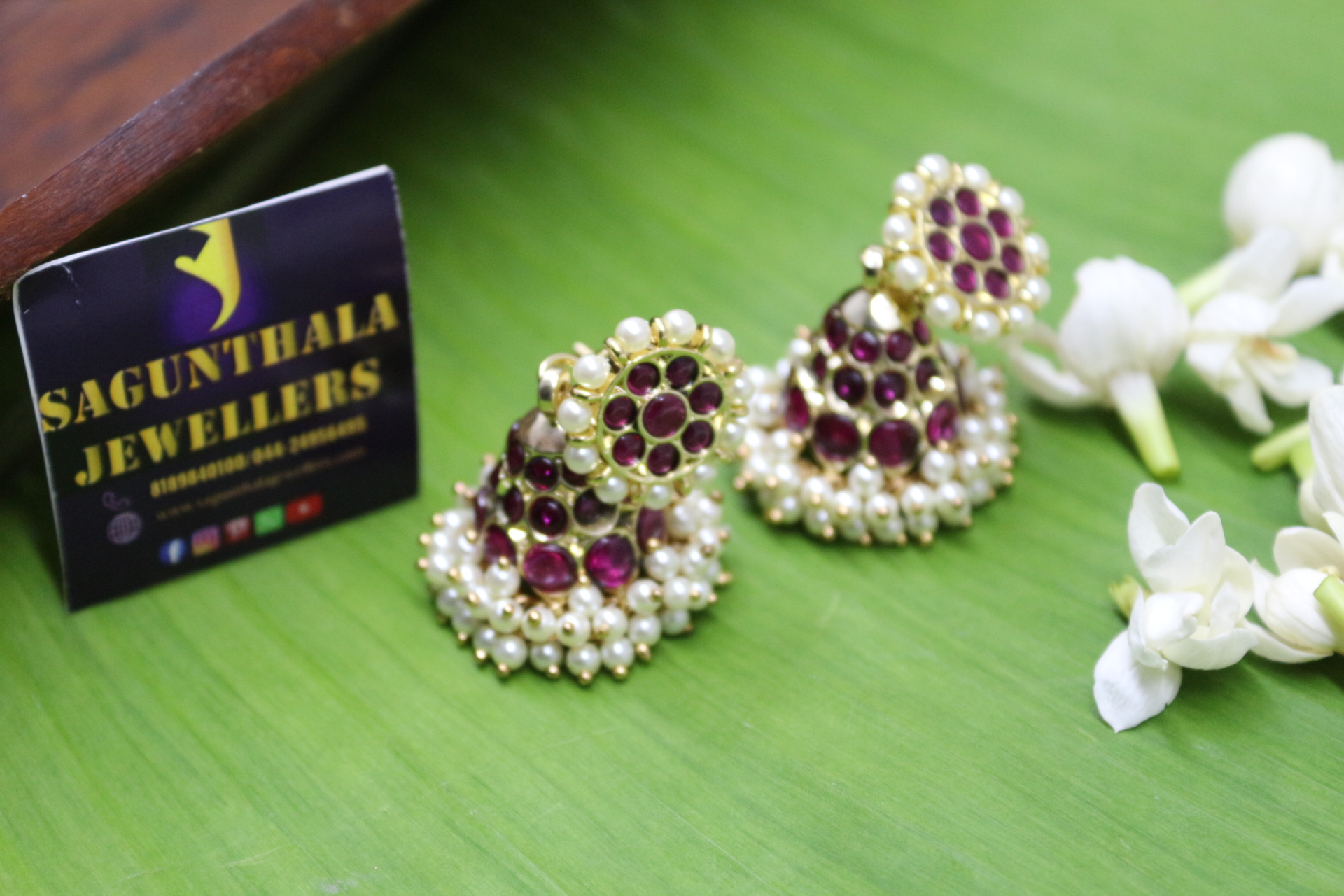 Margam Temple Jhumkas|Jimikki Earrings β Copper Base with Authentic Kemp Stones