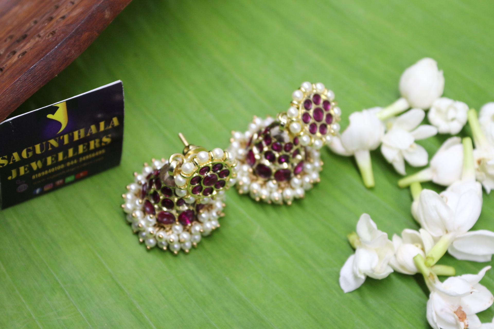 Margam Temple Jhumkas|Jimikki Earrings β Copper Base with Authentic Kemp Stones