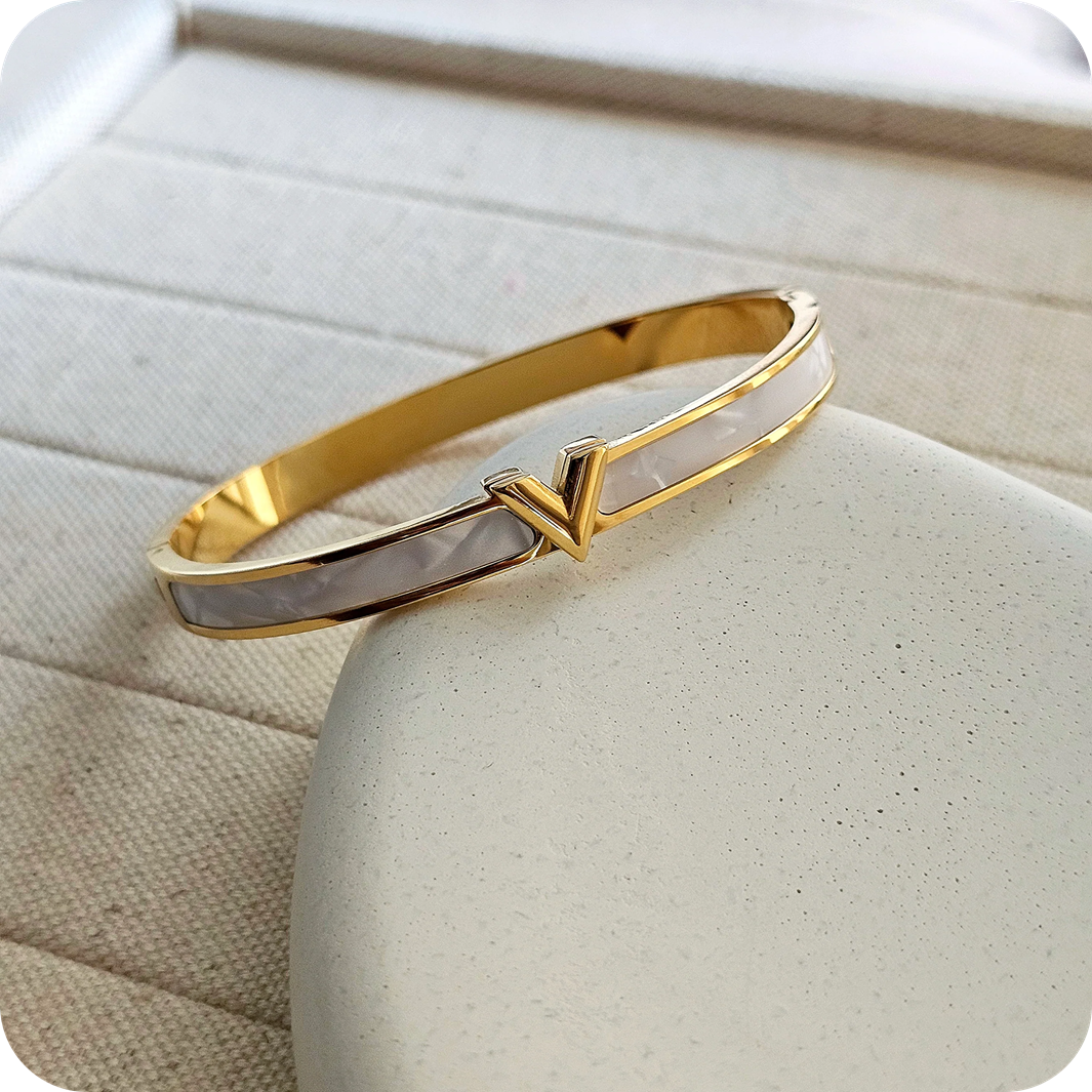 Louis Vuitton Golden & White Bangle