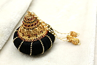 Matte Antique Gold Finish & Real Kempstone Andal Kondai - Ethnic Hair Accessory
