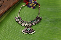 Black Antique Temple Necklace with Ruby & Green Stones