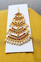 Temple Jewellery - Artificial Kempstones Forehead Pendant / Nethi Chutty / Maang Tikka