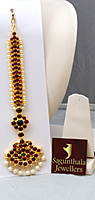 Temple Jewellery Nethi Chutty Maang Tikka – Gold Finish Kempstone Headpiece for Bharatanatyam, Classical Dance & Bridal Wear