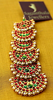 Temple Jewellery Brass Gold Finish Nethi Chutty – Chandran/Moon Pattern Forehead Maang Tikka with Kempstones Temple Jewellery Brass Gold Finish Nethi Chutty – Chandran/Moon Pattern Forehead Maang Tikka with Kempstones