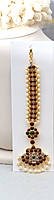 Brass Gold Plated Temple Jewellery Maang Tikka with Red Kempstones – Traditional Hair Accessory