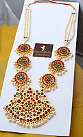 Temple Jewellery Pearls Haram with Kempstones Pendant β Traditional Temple Jewellery Pearls Haram with Kempstones Pendant β Traditional
