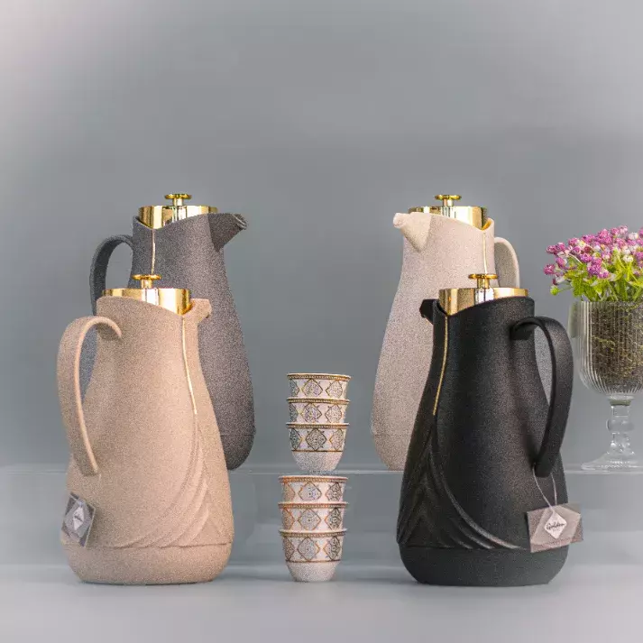 دلة قهوة سادة فاخرة واحد  لتر عدة الوان