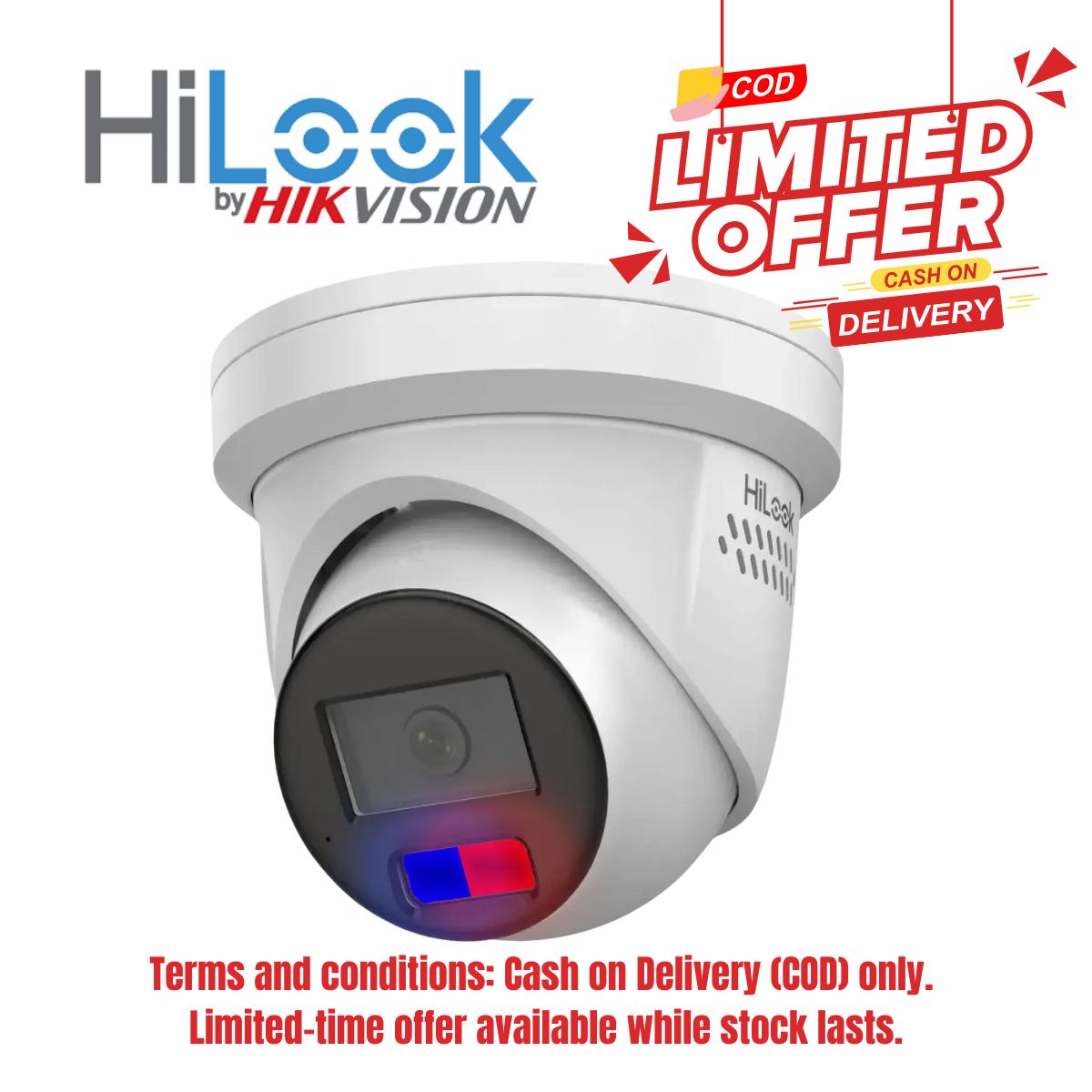 [COD only]HiLook 6 MP All-in-One Fixed Turret Network Camera, Siren Strobe