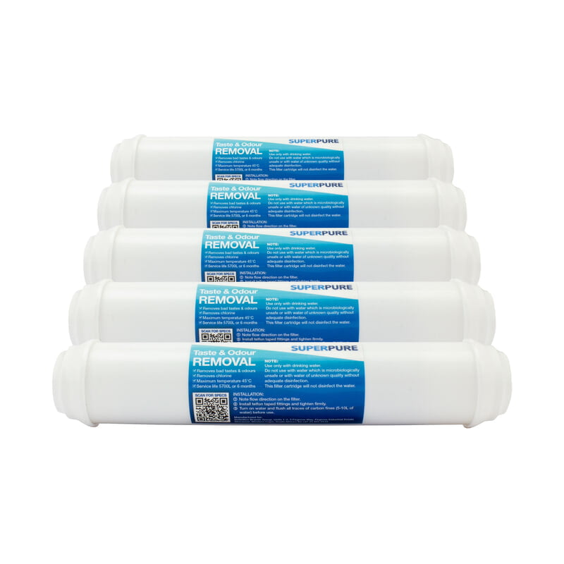 SUPERPURE Inline Taste & Odour Water Filter Replacement Cartridge - 5 Pack SUPERPURE Inline Taste & Odour Water Filter Replacement Cartridge - 5 Pack
