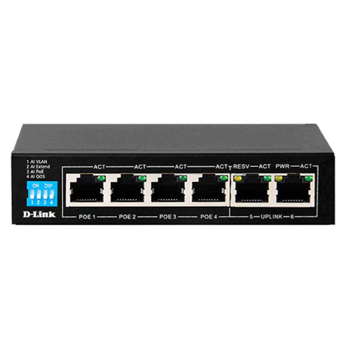 D-Link DES-F1006P-E 6-Port PoE Switch � 10/100 with 4 PoE + 2 Uplinks