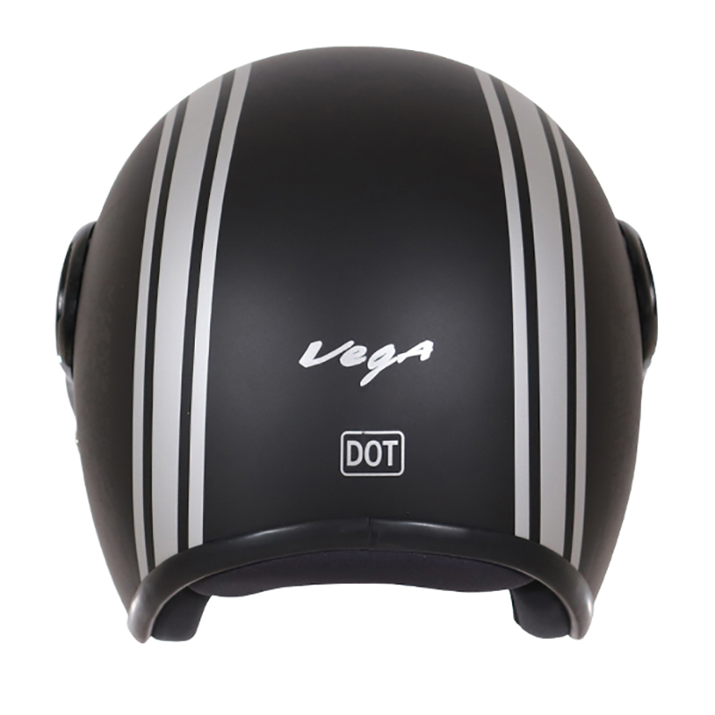 VEGA JET W/VISOR OLD SCHOOL DULL BLACK SILVER C/V (L)