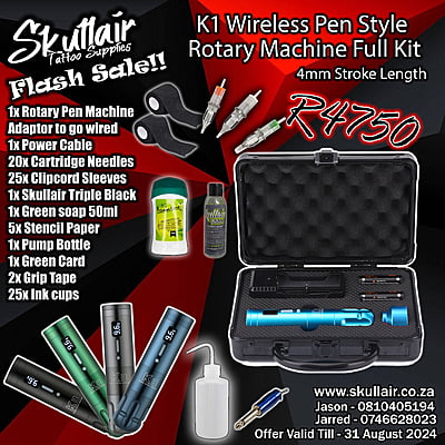 Ophir K3 Wireless Tattoo Machine 4mm Stroke length Tattoo Full Kit
