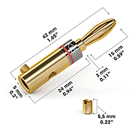 Kabeldirekt Banana plugs for speaker cables up to 6 mm² - screwable and gold-plated Kabeldirekt Banana plugs for speaker cables up to 6 mm² - screwable and gold-plated