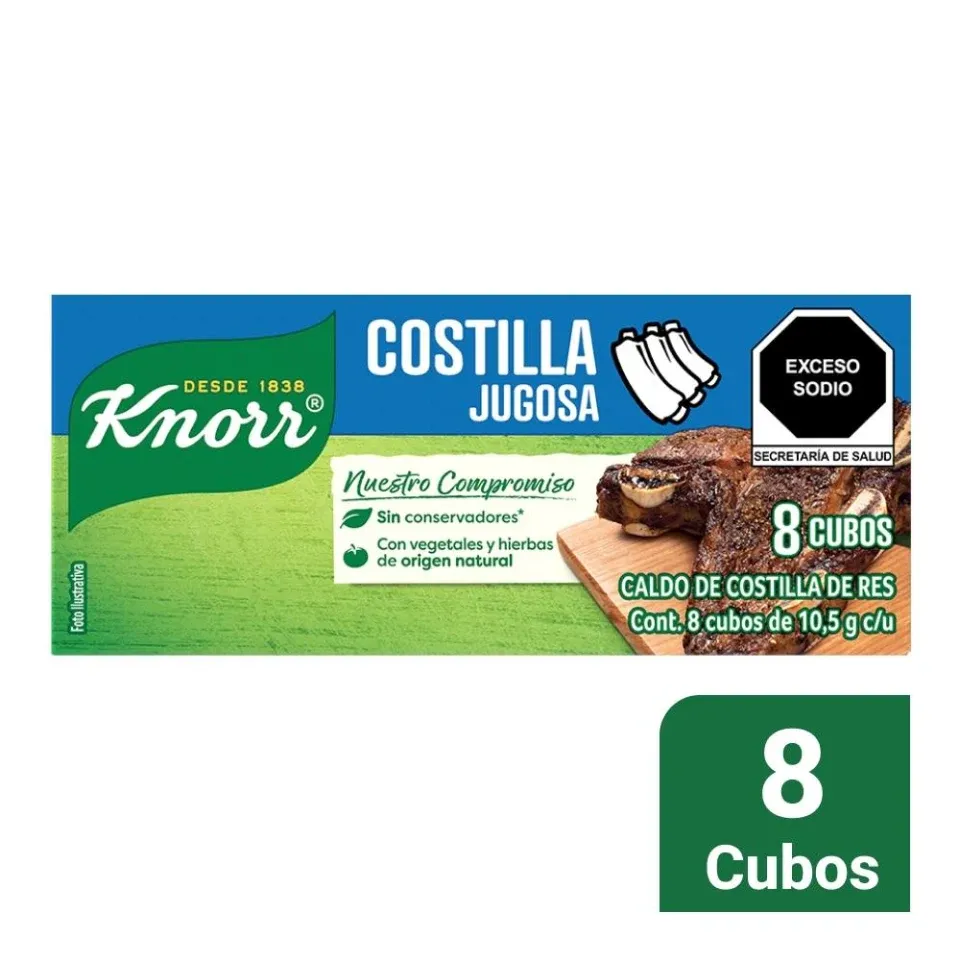 KNORR CONSOME COSTILLA DE RES 8 CUBOS DE 10.5 G