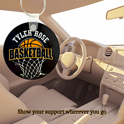 2" Round Key Ring – Tyler Rose Special Olympics Basketball Fundraiser lifestyle 2" Round Key Ring – Tyler Rose Special Olympics Basketball Fundraiser lifestyle