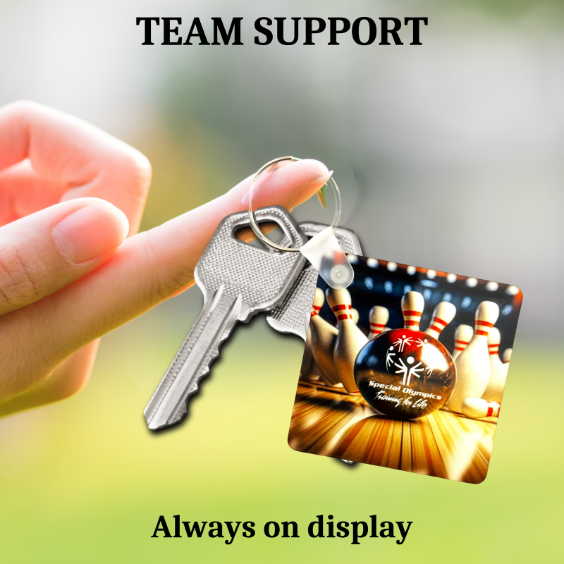 2" Square Key Ring – Tyler Rose Special Olympics Bowling Fundraiser