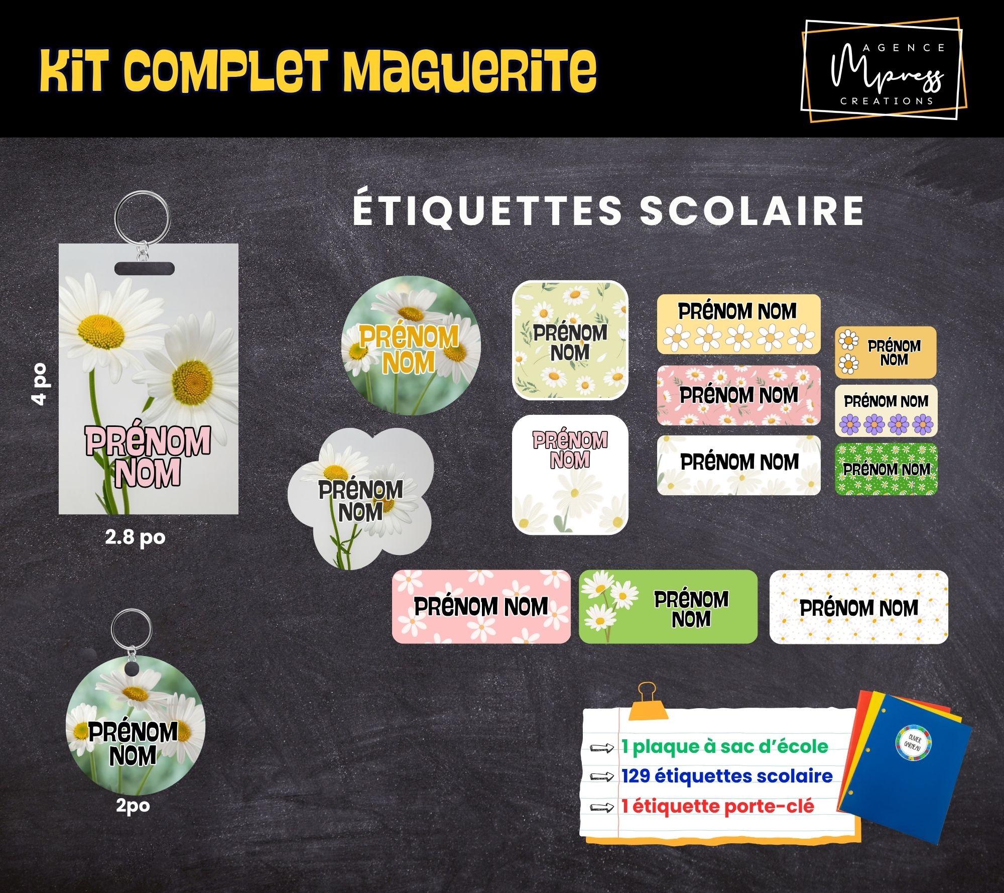 Étiquettes thématique Maguerite Étiquettes thématique Maguerite