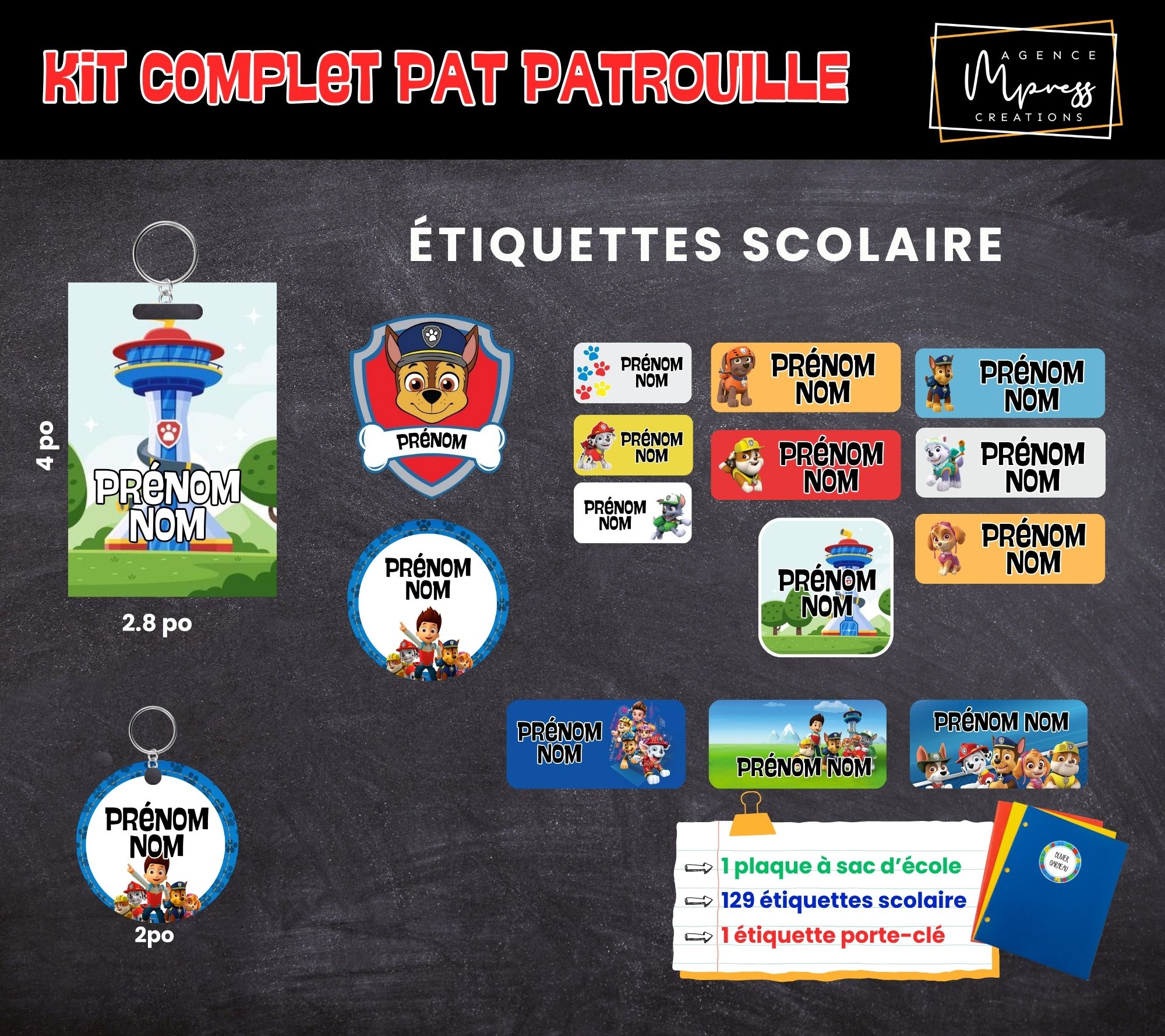 Étiquettes thématique Pat Patrouille