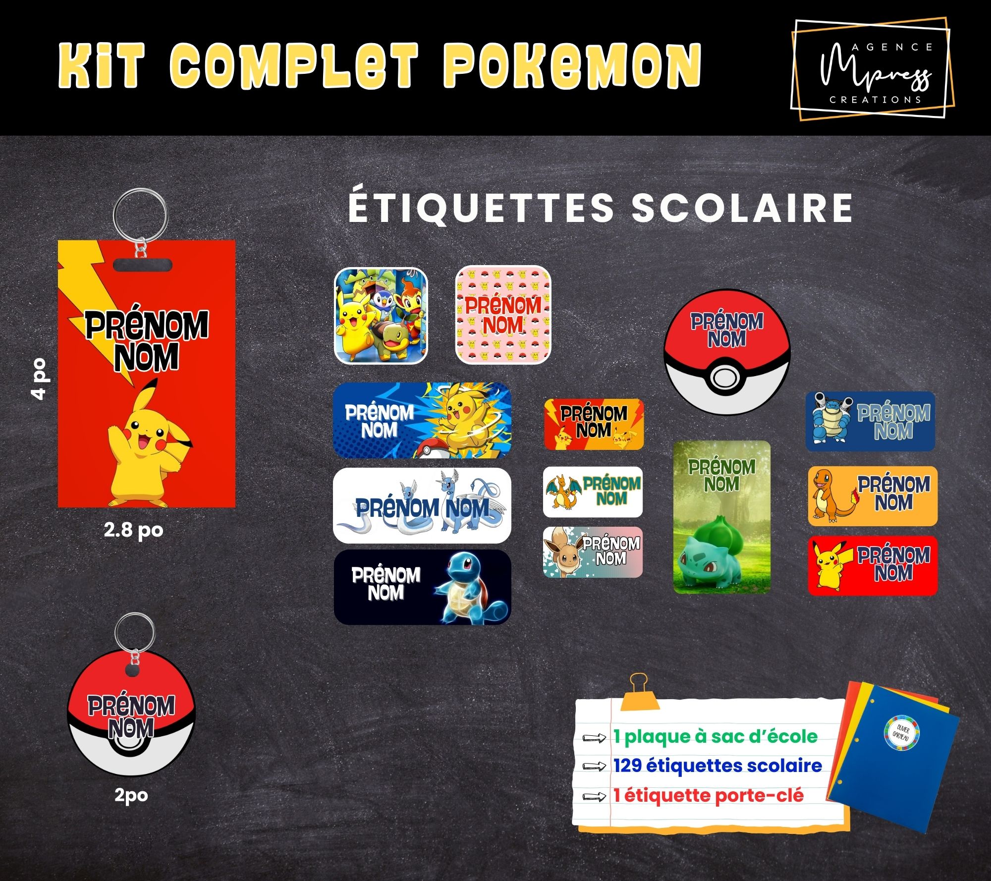 Étiquettes thématique Pokemon Étiquettes thématique Pokemon