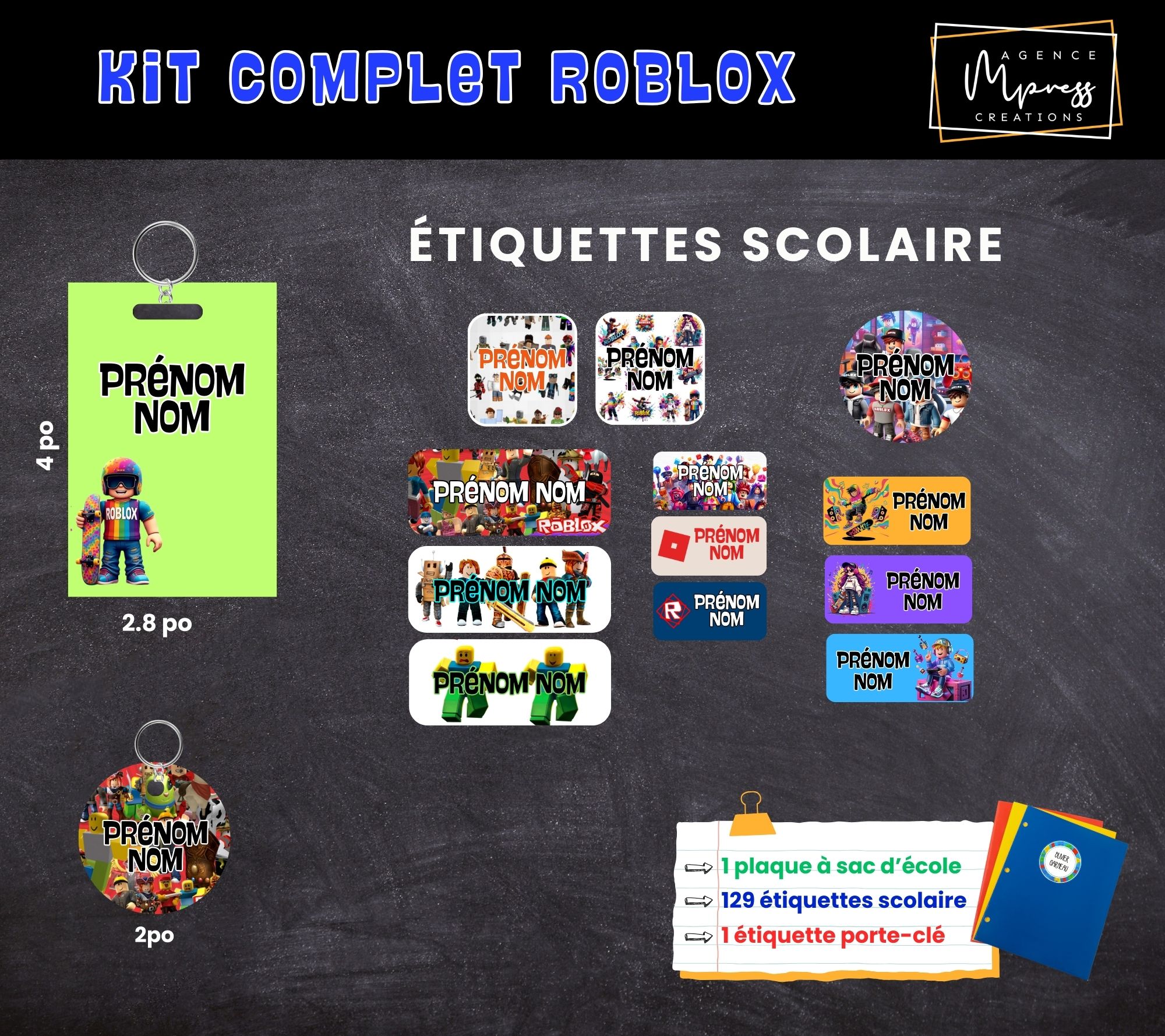 Étiquettes thématique Roblox Étiquettes thématique Roblox
