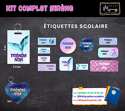 Étiquettes thématique Sirène Étiquettes thématique Sirène
