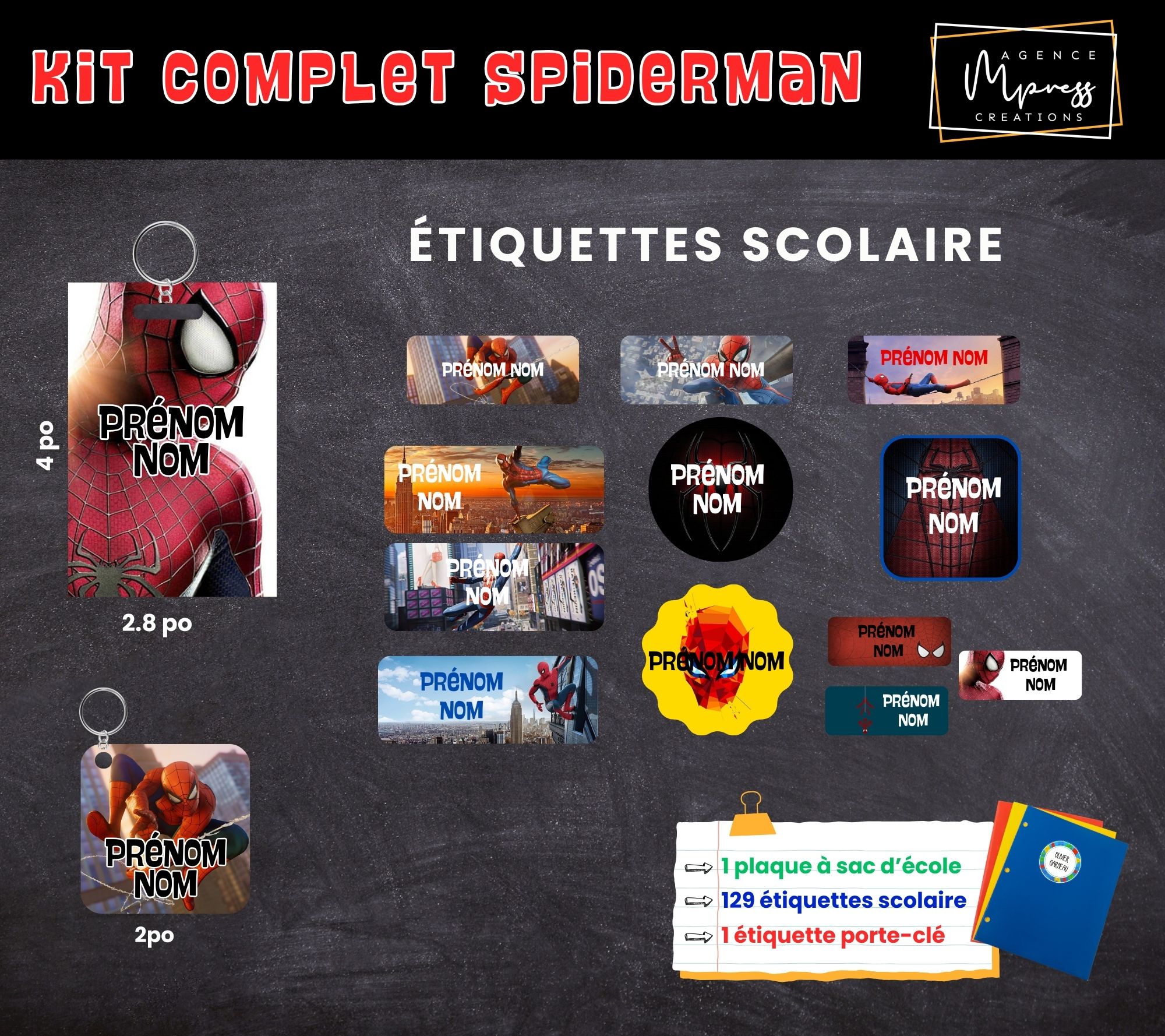 Étiquettes thématique Spiderman Étiquettes thématique Spiderman