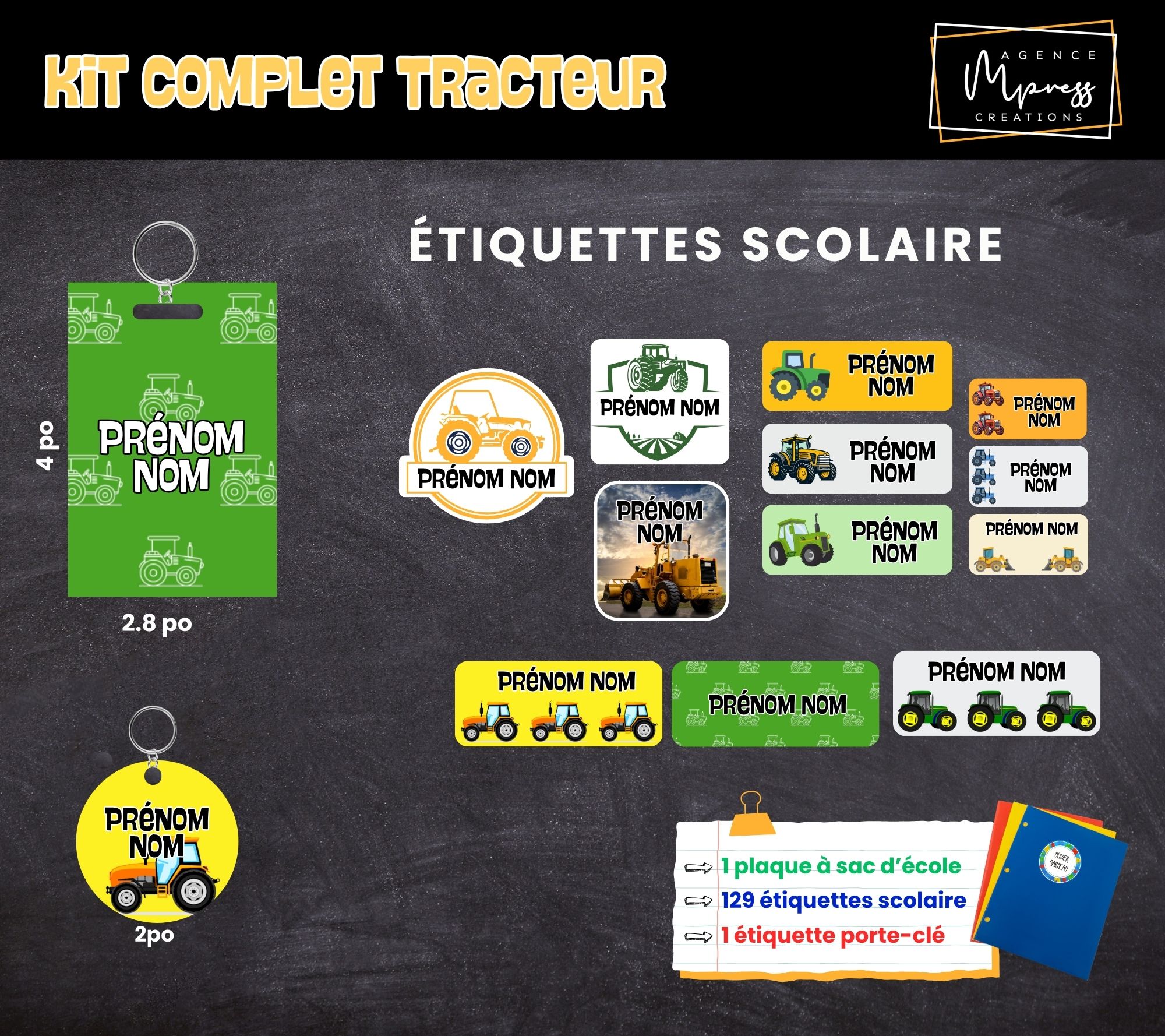 Étiquettes thématique Tracteur Étiquettes thématique Tracteur