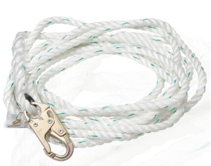 100' Vertical Lifeline - 5/8" Poly Blend Rope, 2 Snap Hooks