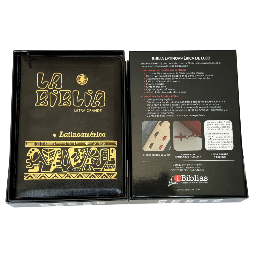 La Biblia Latinoamérica de Lujo/ Negra / Letra Grande / Imitación piel / Cierre e Índice - Caja de 16 unidades La Biblia Latinoamérica de Lujo/ Negra / Letra Grande / Imitación piel / Cierre e Índice - Caja de 16 unidades