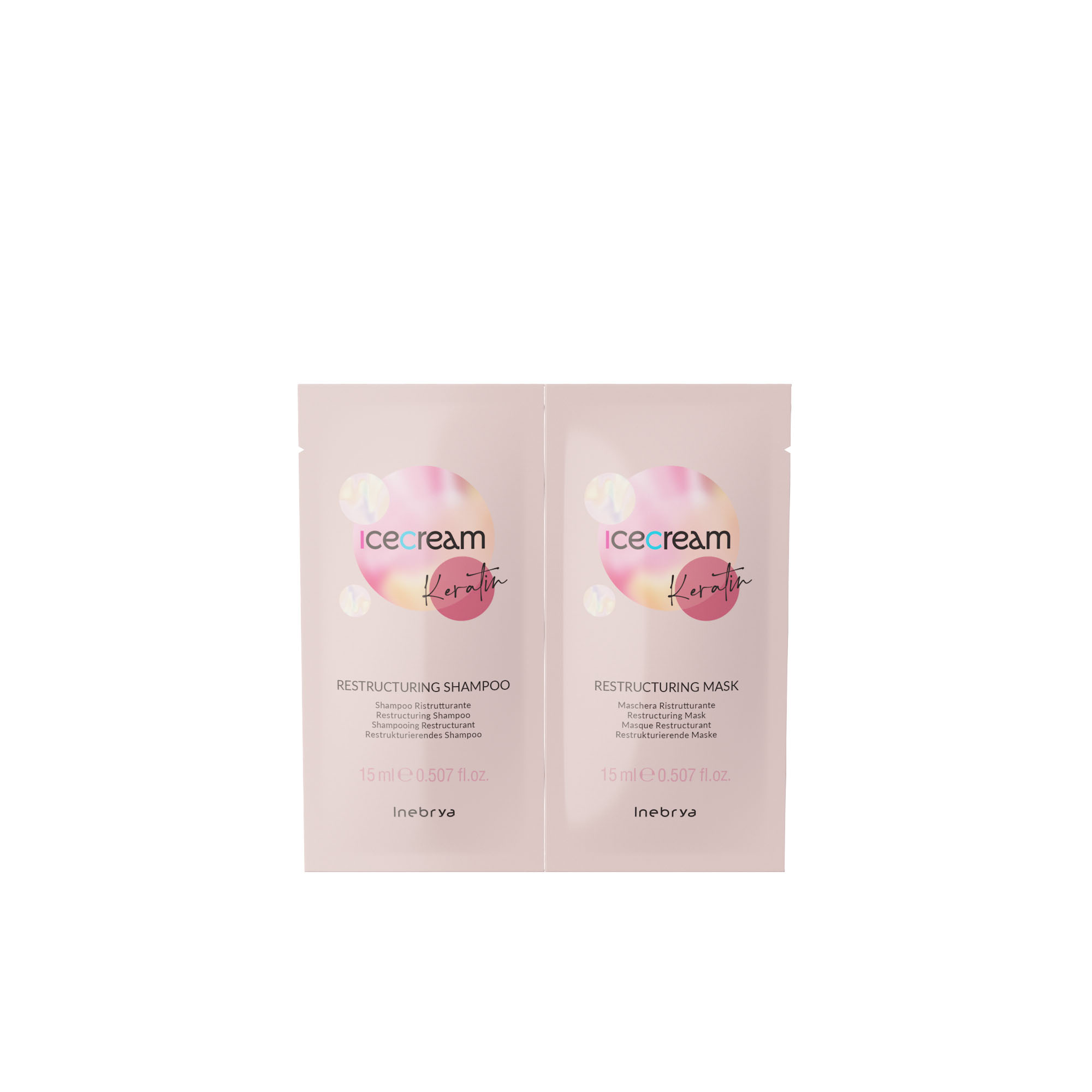 IA26349 Ine. Ice Cream Keratin Restructuring Shampoo & Mask 12+12ml