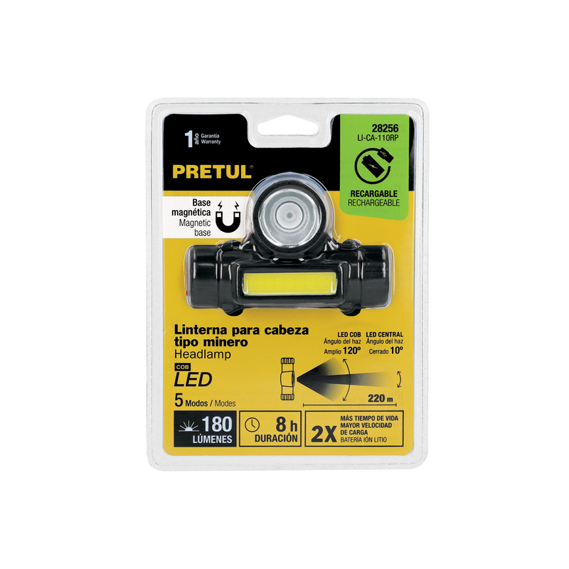 Linterna de minero LED 180 lm, con imán, recargable, PRETUL - 28256 - LI-CA-110RP - Caja con 4 Pieza – Master 72