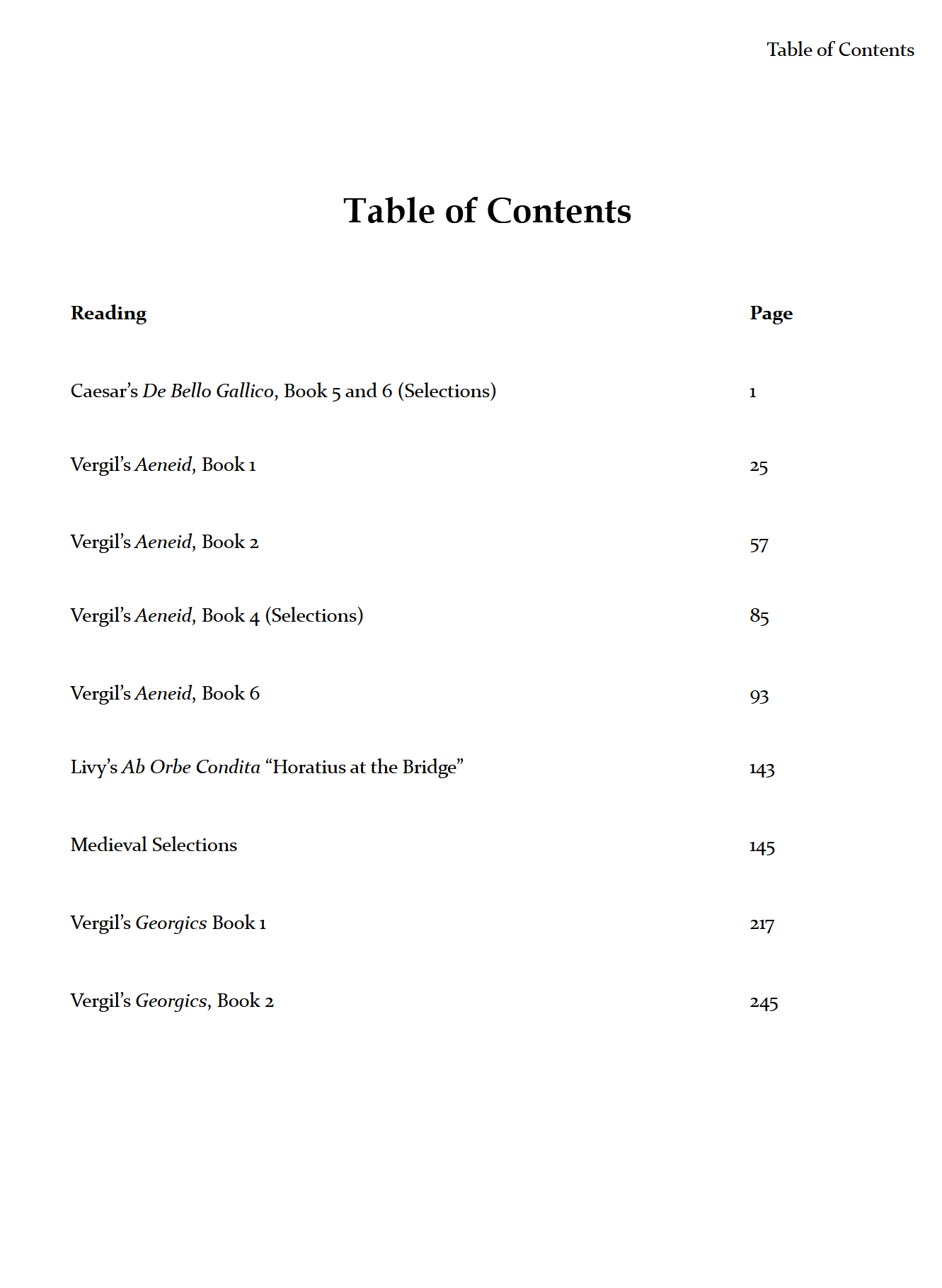 Latin 4/5: Advanced Reading: Legamus Latinam