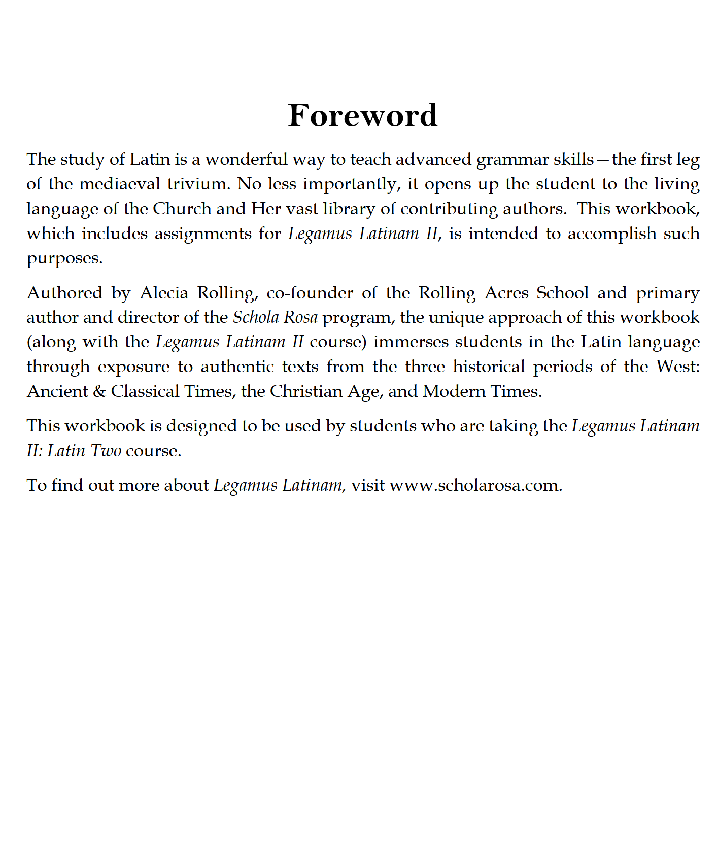 Legamus Latinam II: Latin Two Workbook