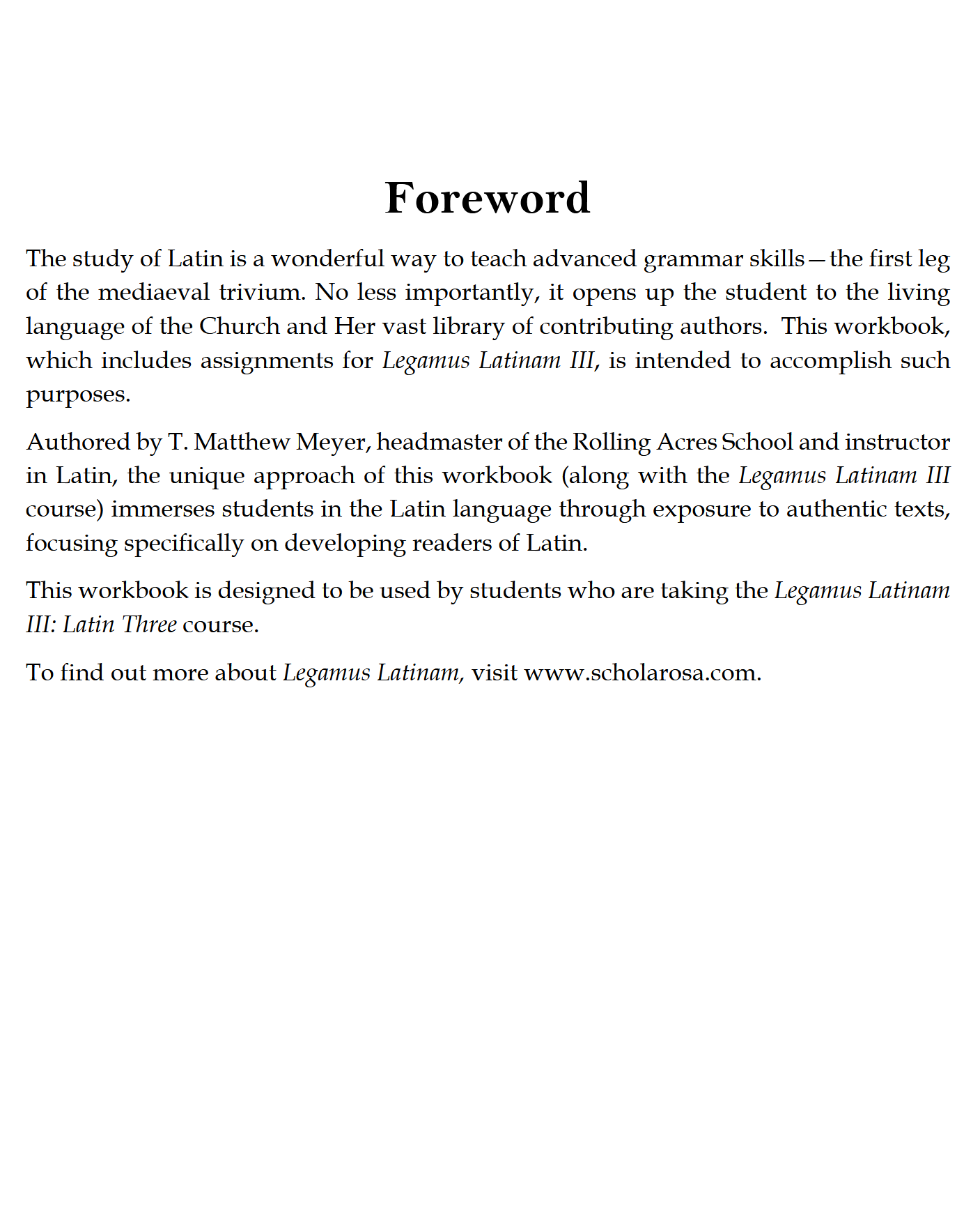 Legamus Latinam III: Latin Three Workbook