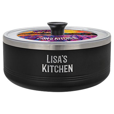 Black 3 Quart Serving Bowl with Lid