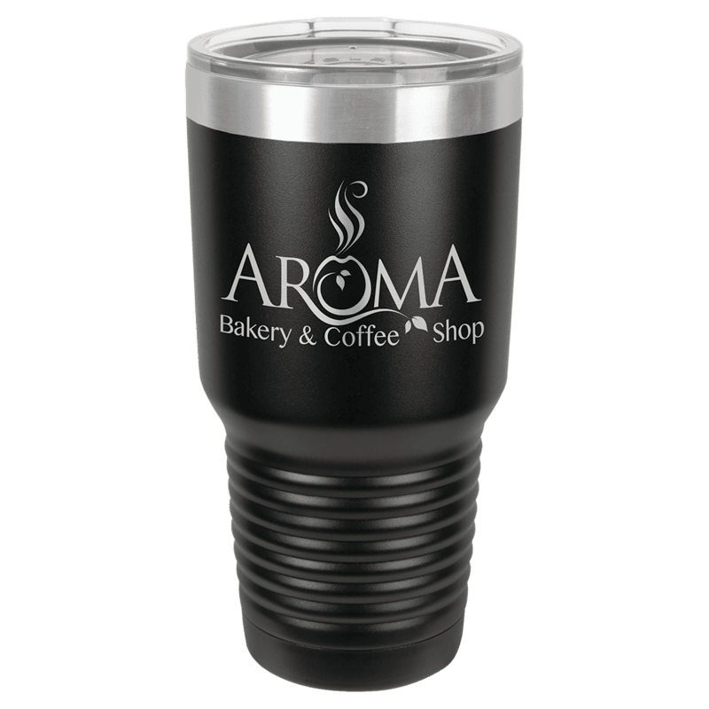 Black with Silver Ring 30 oz. Polar Camel Ringneck Tumbler with Lid