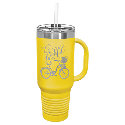 Yellow Polar Camel 40 oz. Travel Mug with Straw and Snap Lid