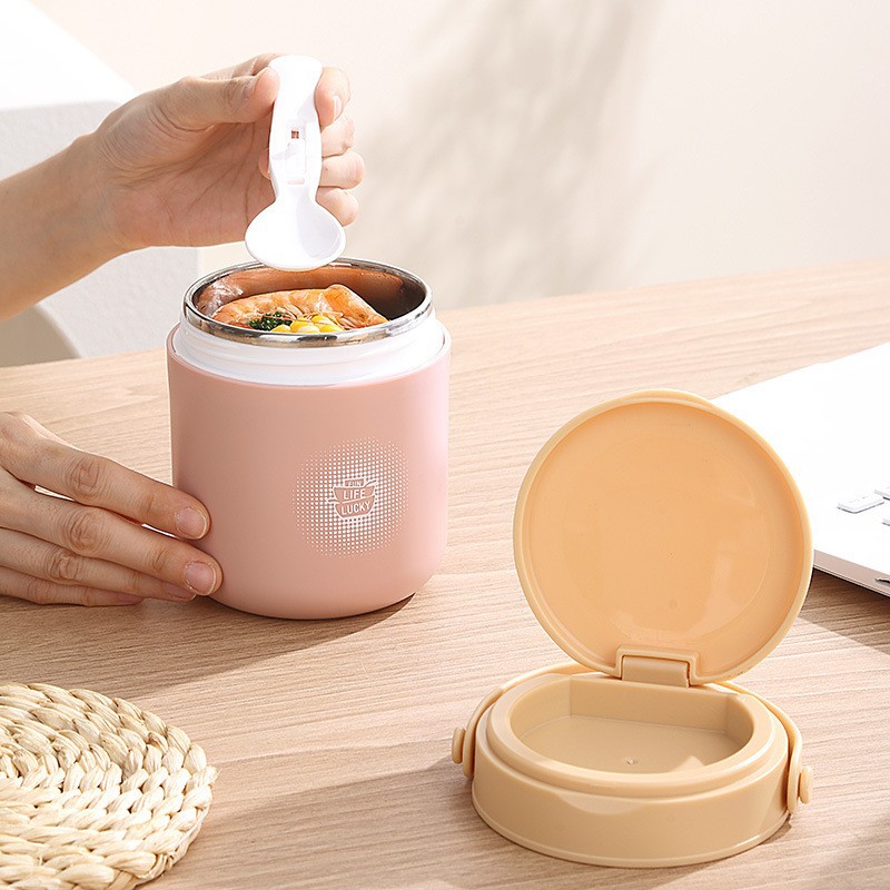 LIFE LUCKY STAINLESS INNER FOOD FLASK WITH CUTLERY - 430ML LIFE LUCKY STAINLESS INNER FOOD FLASK WITH CUTLERY - 430ML