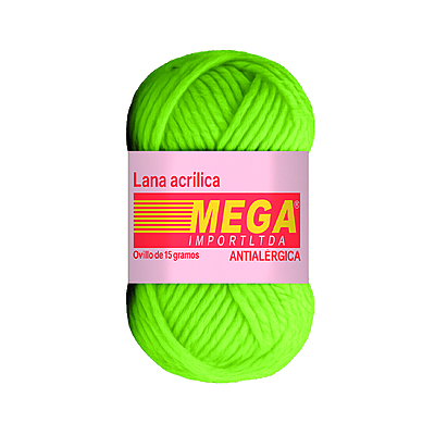 Lana Escolar Mega Verde Acido 7177 Paquete X 10 Ovillos X 15Gramos