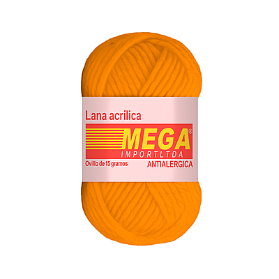 Lana Escolar Mega Naranja Acido 3185 Paquete X 10 Ovillos X 15Gramos