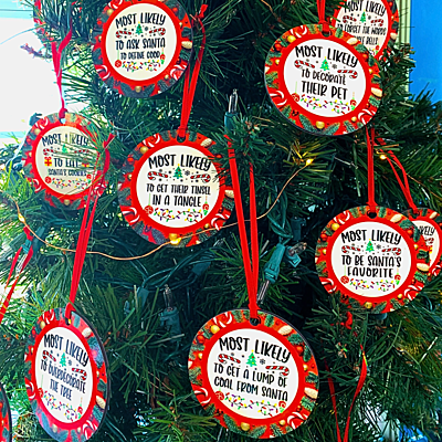 Most Likely To Hilarious Ornament Gift Stocking Stuffer on tree Most Likely To Hilarious Ornament Gift Stocking Stuffer on tree