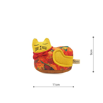 Mèo May Mắn Con 1 ( Nằm), Size nhỏ - Thủ Công Nhồi Bông, Vải Cotton